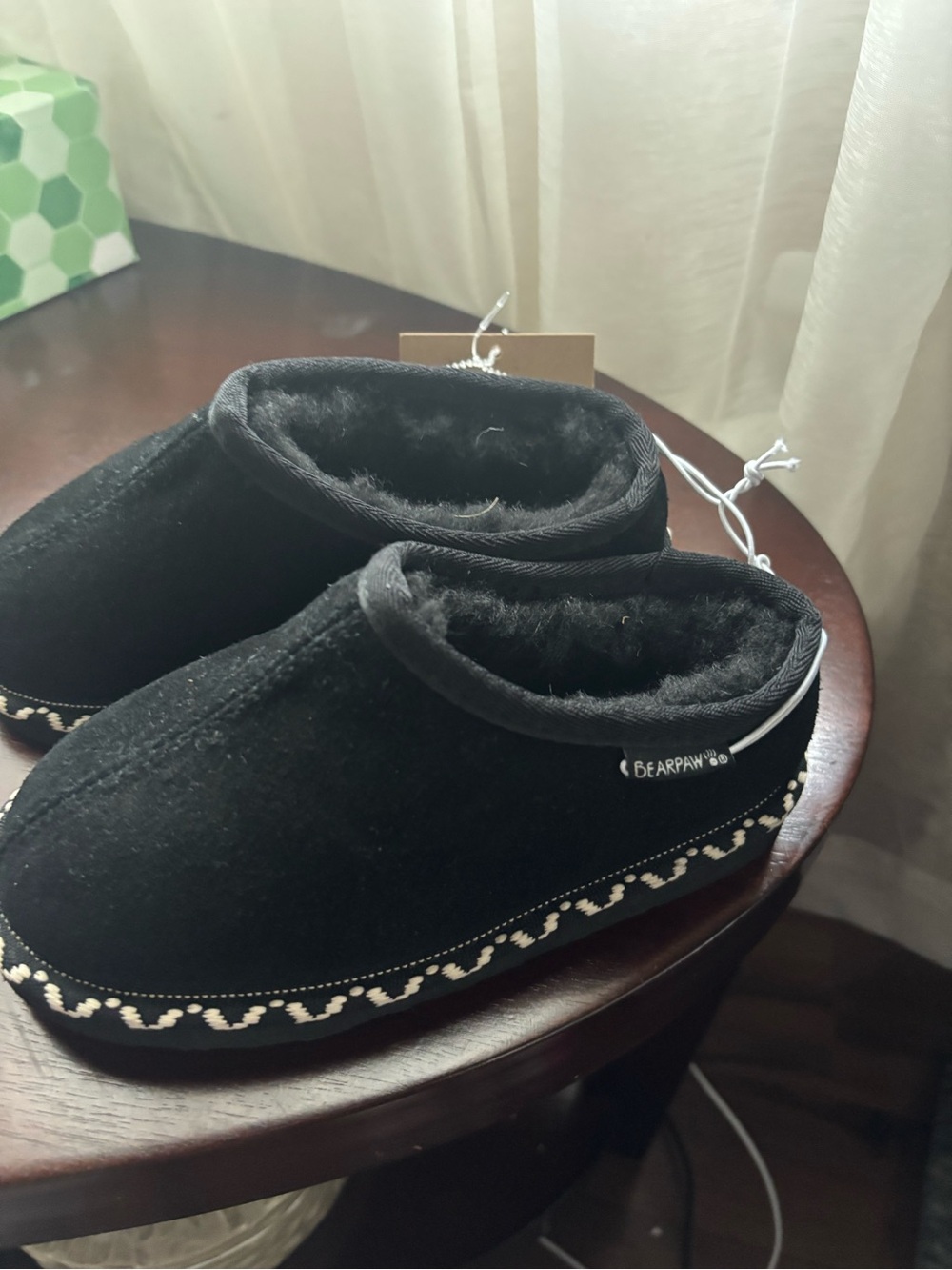 BearPaw Black Plush Slip-On Tabitha